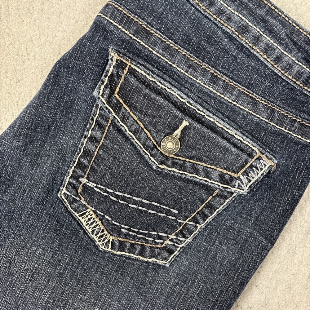 a.n.a Straight Bootcut Jeans Womens 14 Blue Flap Pocket Mid Rise Heavy Stitch